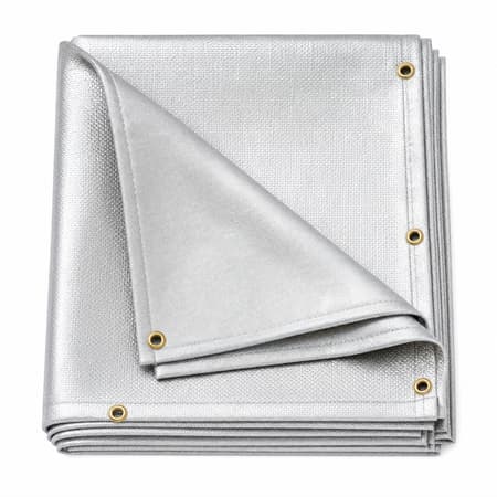 18 oz. Aluminized Fiberglass Welding Blanket w/ Grommets 24'' Apart